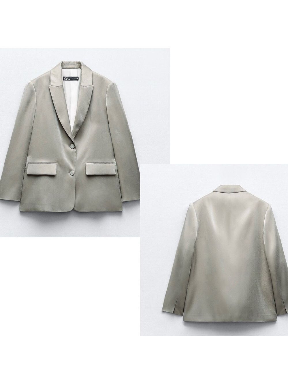 Zara silver metallic shimmer single breasted button front blazer jacket Sz S NWT